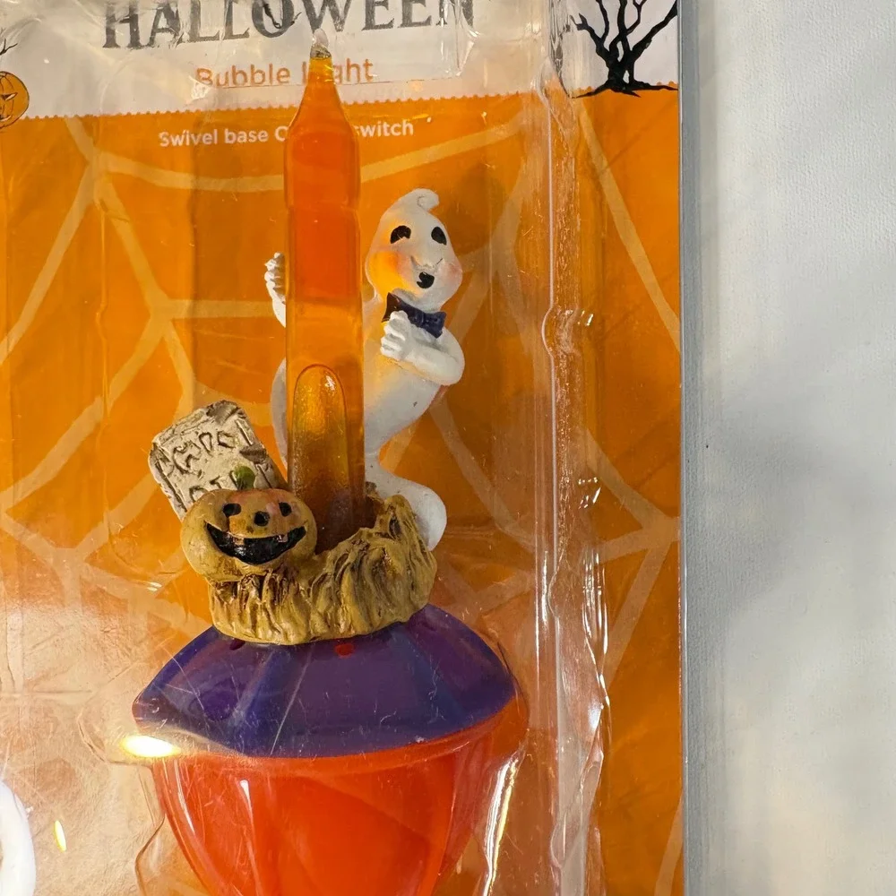 Celebrate It Halloween Bubble Light Ghost Pumpkin RIP Tombstone Swivel Base NEW